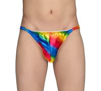 Satini Men's Underwear Satin Tanga Bikini Briefs Panties (Rainbow, S)