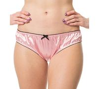 Satini Satin Frilly Bikini Briefs, Baby Pink, L