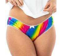Satini Satin Frilly Bikini Briefs, Rainbow, L