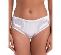 Satini Silky Satin Briefs - Soft Elastic Trim, Comfortable Elegant Lingerie, Sissy Panties (White, L)