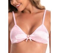 Satini Silky Satin Triangle Bralette, Baby Pink, S