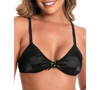 Satini Wire-Free Silky Satin Bralette - Adjustable Straps, Elegant Lingerie, Sissy Bra (Black, L)