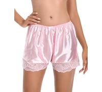 Satini Women's Lingerie Lace Briefs Panties French Knickers Satin Shorts (Baby Pink, S)