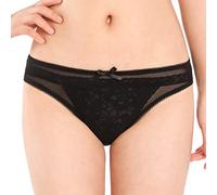 Satini Women's Nylon Sheer Bikini Briefs Panties (Black, L)