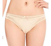 Satini Women's Nylon Sheer Bikini Briefs Panties (Nude, L)