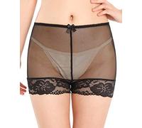 Satini Women's Nylon Sheer French Knickers Briefs Panties (Black, XXL)