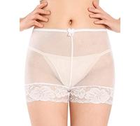 Satini Women's Nylon Sheer French Knickers Briefs Panties (White, XXL)