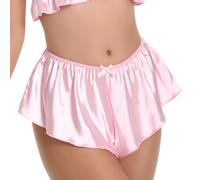 Satini Women's Satin Fluted French Skirt Shorts Knickers Briefs Panties (Baby Pink, L)