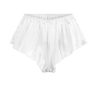 Satini Women's Satin Fluted French Skirt Shorts Knickers Briefs Panties (White, L)
