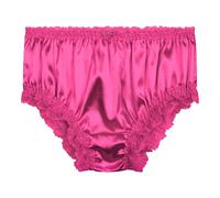 Satini Women's Satin Frilly Lace Sissy French Knickers Briefs Panties (Hot Pink, XL)