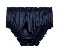 Satini Women's Satin Frilly Lace Sissy French Knickers Briefs Panties (Midnight Blue, M)