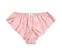 Satini Women's Satin Low Rise Fluted Sissy French Knickers Briefs Panties (Baby Pink - White, XXL)