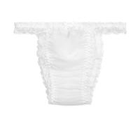 Satini Women's Sheer Frilly Lace Sissy Tanga Knickers Briefs Panties (White, XL)