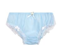 Satini Women's Sheer Frilly Sissy Soft Lace Knickers Briefs Panties (Baby Blue - White, L)