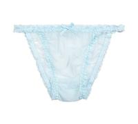Satini Women's Sheer Frilly Sissy Tanga Knickers Briefs Bikini Panties (Baby Blue, S)
