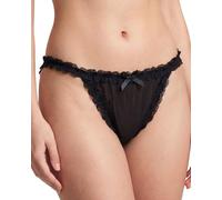Satini Women's Sheer Frilly Sissy Tanga Knickers Briefs Bikini Panties (Black, XL)