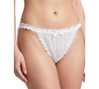 Satini Women's Sheer Frilly Sissy Tanga Knickers Briefs Bikini Panties (White, XL)