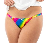 Satini Women's Tanga Bikini Briefs Satin Panties (Rainbow, L)