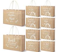 SATINIOR 10 Pcs Christian Burlap Gift Bags with Handles Reusable Bible Tote Bags for Women Motivational Religious Gifts for Church Sunday School Teachers Coworkers Thank You Gifts(All Brown)