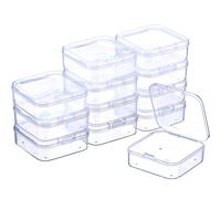 SATINIOR 12 Pack Clear Plastic Beads Storage Containers Box with Hinged Lid for Beads and More (2.12 x 2.12 x 0.79 Inch)