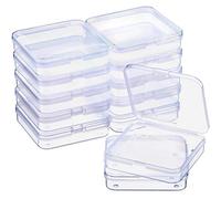 SATINIOR 12 Pack Clear Plastic Beads Storage Containers Box with Hinged Lid for Beads and More (2.75 x 2.75 x 0.67 Inch)