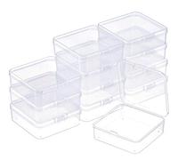 SATINIOR 12 Pack Clear Plastic Beads Storage Containers Box with Hinged Lid for Beads and More (2.9 x 2.9 x 1 Inch)