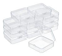 SATINIOR 12 Pack Clear Plastic Beads Storage Containers Box with Hinged Lid for Beads and More (3.3 x 3.3 x 1.2 Inch)