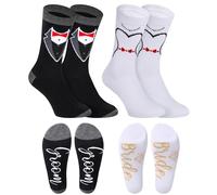 SATINIOR 2 Pairs wedding socks, Groom and Bride Engaged Crew Novelty Couple Matching Wedding Socks for Engagement Party Couples Newly Engaged