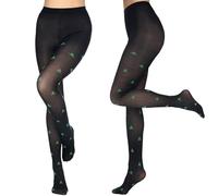 SATINIOR 2 Pairs Women Christmas Tights Full Length Red White Striped Candy Cane Tights Xmas Tree High Stocking Leggings, Black, Green, One size