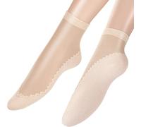 SATINIOR 20 Pairs Pop Ankle Socks Women Nylon Ankle Tights with Anti Slip Cotton Sole Invisible Socks for Women(Nude)