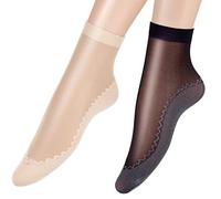 SATINIOR 20 Pairs Pop Ankle Socks Women Nylon Ankle Tights with Anti Slip Cotton Sole Invisible Socks for Women(Nude, Black)