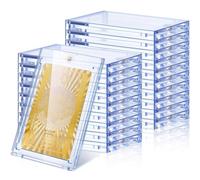 SATINIOR 20 Pcs 130 Pt Acrylic Magnetic Card Holders 2.5 x 3.54 Inch Tag Holder Clear Protectors Hard Plastic UV Protection Case for Sports Baseball Card Trading Storing Displaying
