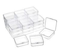 SATINIOR 24 Packs Small Clear Plastic Beads Storage Containers Box with Hinged Lid for Storage of Small Items, Crafts, Jewelry, Hardware, 3.3 x 3.3 x 1.2 in