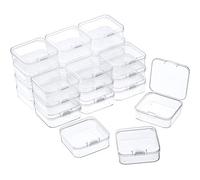 SATINIOR 24 Packs Small Clear Plastic Beads Storage Containers Box with Hinged Lid for Storage of Small Items, Crafts, Jewelry, Hardware, 2.12 x 2.12 x 0.79 in