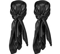 SATINIOR 35 Inch Silk Head Scarf 2 Pcs Large Square Neck Scarf Sleeping Hair Wrapping Satin Scarf for Women (Black)