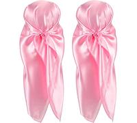 SATINIOR 35 Inch Silk Head Scarf 2 Pcs Large Square Neck Scarf Sleeping Hair Wrapping Satin Scarf for Women (Pink)