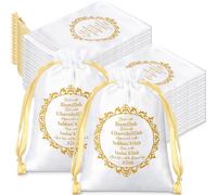 SATINIOR 36 Pcs Eid Ramadan Mubarak Satin Gift Bags 5 x 7 Inch Drawstring Eid Party Favor Silk Bags Mubarak Jewelry Pouch for Islamic Ramadan Gift Supplies Candy Bag Muslim Party Decoration