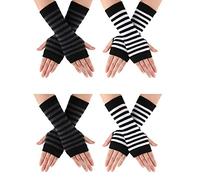 SATINIOR 4 Pairs Cashmere Feel Wrist Fingerless Gloves with Thumb Hole Unisex Cashmere Warm Gloves (Color Set 2)