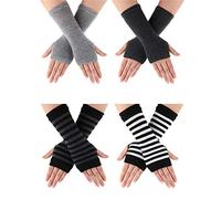 SATINIOR 4 Pairs Cashmere Feel Wrist Fingerless Gloves with Thumb Hole Unisex Cashmere Warm Gloves, Multicoloured, One Size