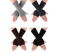 SATINIOR 4 Pairs Wrist Fingerless Gloves with Thumb Hole Unisex Warm Gloves