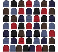 SATINIOR 50 Pack Winter Hats Bulk Beanies Unisex Knit Skull Caps Warm Stocking Hat for Adults Homeless, Multicolored, M