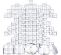 SATINIOR 500 Pieces 1 oz Plastic Jars Bulk Empty Cosmetic Container Jars with White Lids Leak Proof Round Clear Makeup Sample Containers for Creams Lotions Ointments Eye Shadow Makeup Beauty Products