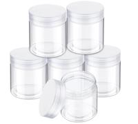 SATINIOR 6 Pack 10 oz Plastic Jars Containers with Lids Wide-mouth Refillable Leakproof Reusable Round Empty Jars for Travel Cosmetic Dry Food Spice Candy Cookie Home Kitchen Organizing (Clear)