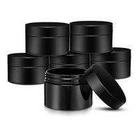 SATINIOR 6 Pack 2 oz Plastic Jars Containers with Lids Wide-mouth Refillable Leakproof Reusable Round Empty Jars for Travel Cosmetic Dry Food Spice Candy Cookie Home Kitchen Organizing(Opaque Black)