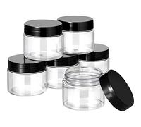 SATINIOR 6 Pack 2 oz Plastic Jars Containers with Lids Wide-mouth Refillable Leakproof Reusable Round Empty Jars for Travel Cosmetic Dry Food Spice Candy Cookie Home Kitchen Organizing(Black)