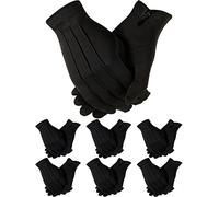 SATINIOR 6 Pairs Gloves for Men Usher Pallbearer Parade Nylon Gloves Costume Gloves for Funeral Formal Cosplay Party Supplies, Black, 8.66 x 4.53