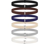 SATINIOR 6 Pieces Invisible Belts No Show Women's Stretch Belt Adjustable Elastic Belts with Flat Buckle for Jeans Pants Dresses (Flat Buckle, Metal)