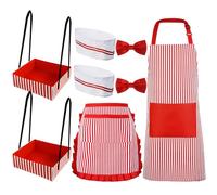 SATINIOR 8 Pcs Halloween Couple Waiter Costume Kit Circus Soda Jerk Popcorn Hot Dog Costume Apron Chef Hat Bow Ties Snack Tray for 1950s Carnival Party Cosplay