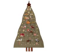 SATINIOR Christmas Advent Calendar with Pockets Xmas Tree Empty Advent Calendar to Fill 24 Days Reusable Natural 24 Days Countdown Hanging Storage Bag for Home Xmas Countdown Decoration
