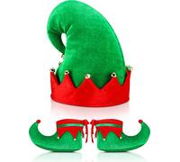 Satinior Christmas Santa Elf Shoe Hat 8" 11", 21 Cm/ 8 Inch, Bright Color | Red Green Hat, Xmas Costume with Jingle Bells, Holiday Party Headwear, Christmas Costume Accessory Gifts for Adults Women Men